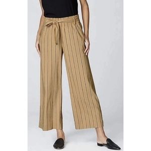 J. Jill Emilie Linen Stretch Paper Bag Pants Sz M Cropped Wide Leg Ankle Stripe